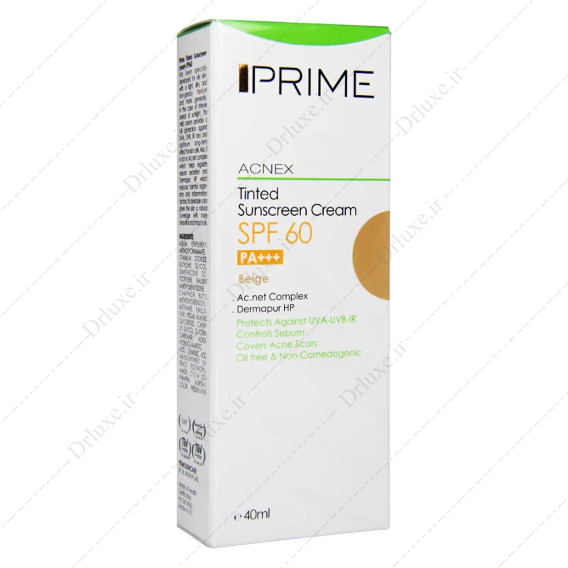 کرم ضد آفتاب SPF60 بژ فاقد چربی پرایم 40 میلی لیتر